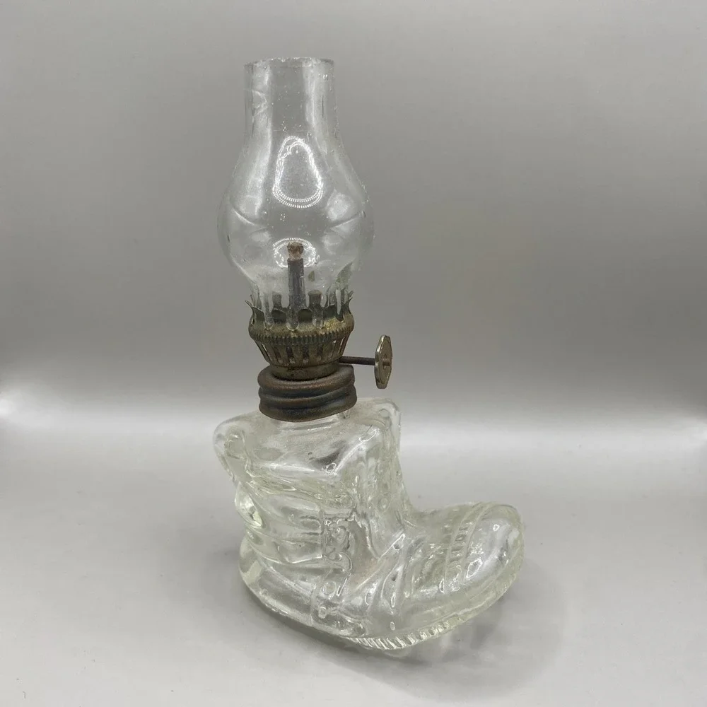 Vintage Miniature Glass Oil Lamp Boot Made in Hong Kong
